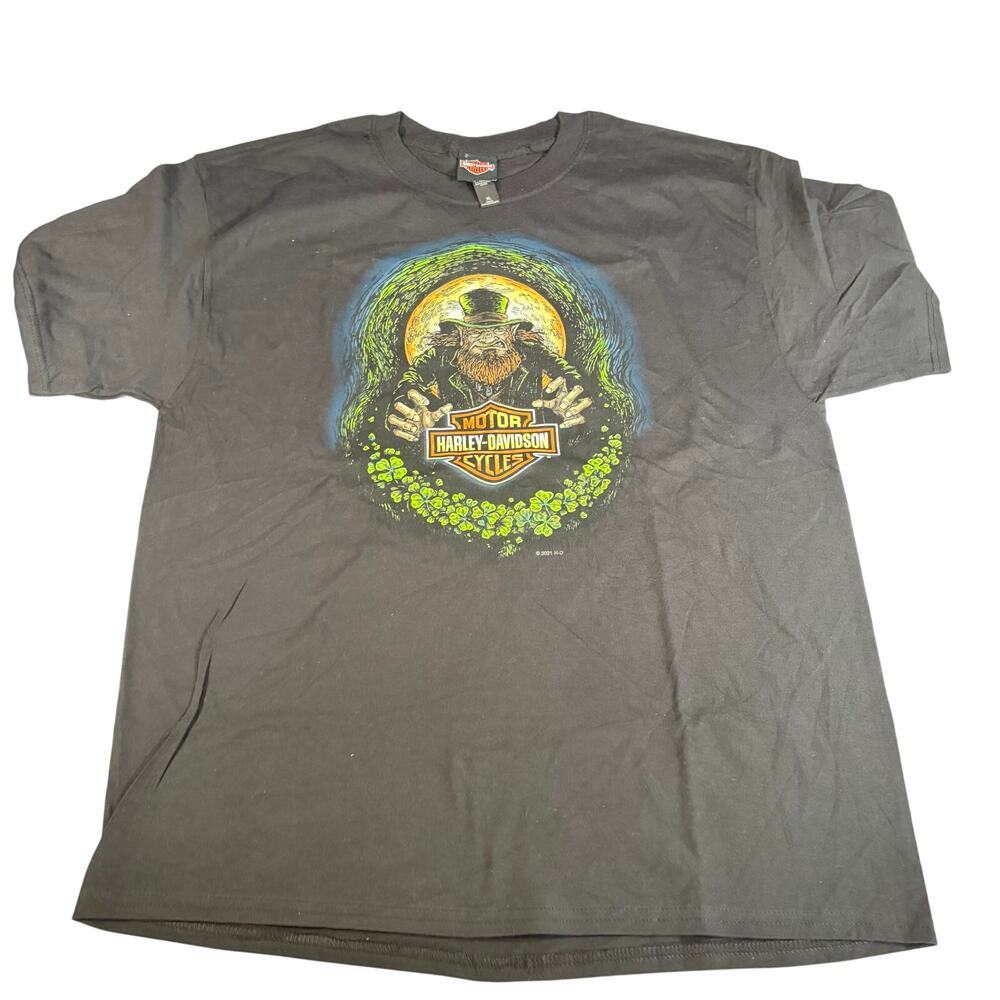 Harley Davidson mens black leprechaun T shirt. Size XL. biker, motorcycle